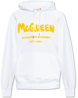 Alexander McQueen Bedrukte hoodie Alexander McQueen , White , Heren - 2Xl,L,M,S,Xs