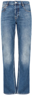 Alexander McQueen Blauwe Denim Straight Leg Jeans Alexander McQueen , Blue , Heren - Xl,L,M,S