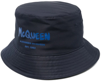 Alexander McQueen Blauwe Logo-Print Emmerhoed Alexander McQueen , Blue , Heren - L,M