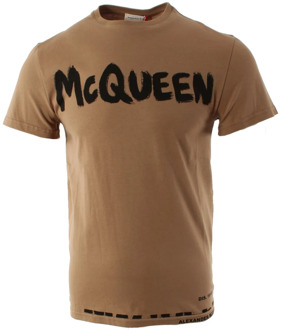 Alexander McQueen Bruine Oversized T-shirt voor Mannen Alexander McQueen , Brown , Heren - 2XS