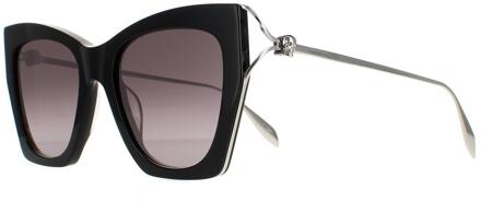 Alexander McQueen Cat Eye Dames Zwart Silver Grijs Gradient AM0375S - One Size