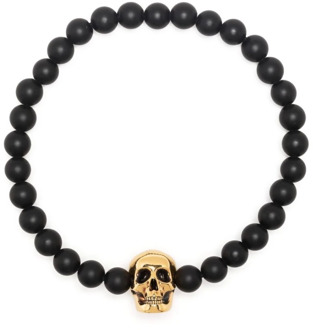 Alexander McQueen Edgy Skull Charm Bead Chain Armband Alexander McQueen , Black , Heren - ONE Size