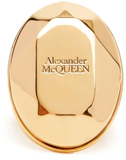 Alexander McQueen Gouden Facet Steen Ring Alexander McQueen , Beige , Dames - 54 Mm,50 Mm,52 MM
