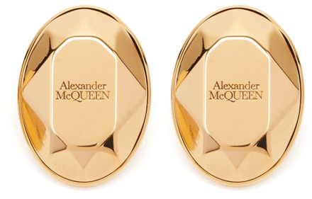 Alexander McQueen Gouden Facet Steen Stud Oorbellen Alexander McQueen , Beige , Dames - ONE Size