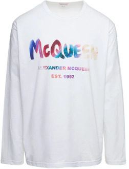 Alexander McQueen Graffiti Logo Oversized Sweatshirt Alexander McQueen , White , Heren