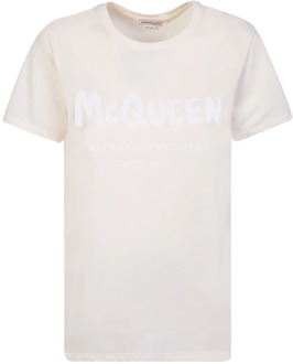 Alexander McQueen Graffiti Rosa T-Shirt Alexander McQueen , Pink , Dames - S,Xs