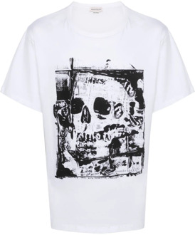 Alexander McQueen Grafisch Bedrukt T-shirt in Wit Alexander McQueen , White , Heren - Xl,L,M,S