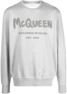 Alexander McQueen Grijze Logo Print Sweatshirt Alexander McQueen , Gray , Heren - Xl,L,M,S