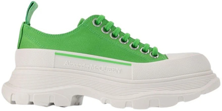 Alexander McQueen Groen/Wit Leren Tread Slick Sneakers Alexander McQueen , Multicolor , Dames - 40 Eu,35 Eu,39 Eu,41 Eu,38 EU