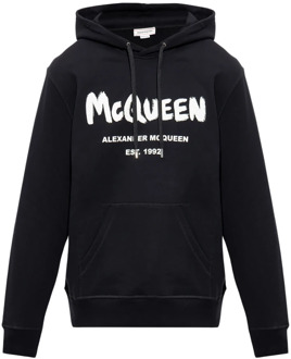 Alexander McQueen Hoodie met logo-print Alexander McQueen , Black , Heren - Xl,L,M,S