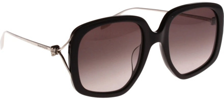 Alexander McQueen Iconische zonnebril met verloopglazen Alexander McQueen , Black , Dames - 54 MM