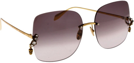 Alexander McQueen Iconische zonnebril voor vrouwen Alexander McQueen , Yellow , Dames - 63 MM