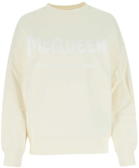 Alexander McQueen Ivoor Katoenen Oversized Sweatshirt Alexander McQueen , White , Dames - S,2Xs