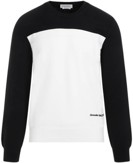 Alexander McQueen Katoenen Pullover Zwart Ivoor Sweater Alexander McQueen , White , Heren - Xl,L