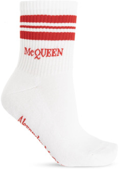 Alexander McQueen Katoenen sokken met logo Alexander McQueen , White , Dames