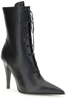 Alexander McQueen Leren Enkelboots met Veters Zwart - EU 37