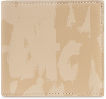 Alexander McQueen Leren portemonnee met logo Alexander McQueen , Beige , Heren - ONE Size