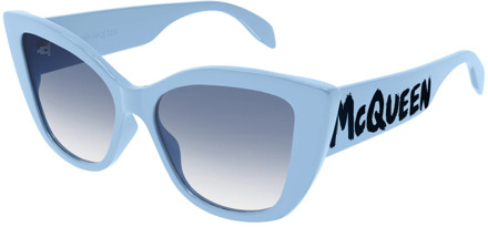 Alexander McQueen Lichtblauwe Zonnebril Alexander McQueen , Blue , Dames - 54 MM