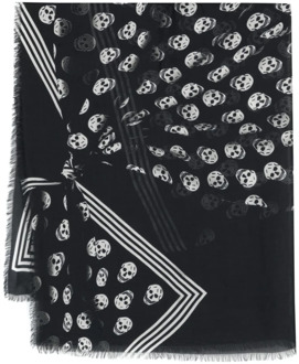 Alexander McQueen Lichtgewicht Sjaal met Skull Print Alexander McQueen , Black , Heren - ONE Size