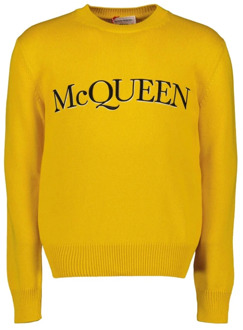 Alexander McQueen Logo Geborduurde Sweatshirt Alexander McQueen , Yellow , Heren - L