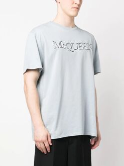 Alexander McQueen Logo Katoenen T-shirt Lichtgrijs