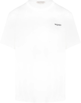 Alexander McQueen Logo T-Shirt in Mid Weight Jersey Alexander McQueen , White , Heren - Xl,L,M,S