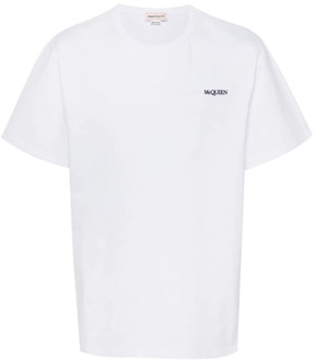 Alexander McQueen Logo Wit T-shirt met Korte Mouwen Alexander McQueen , White , Heren - Xl,L,M,S