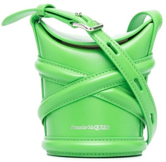 Alexander McQueen Luxe Groene Curve Bucket Tas Alexander McQueen , Green , Dames - ONE Size