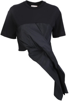 Alexander McQueen Luxe Zwart T-Shirt met Twist Detail Alexander McQueen , Black , Dames - S,Xs