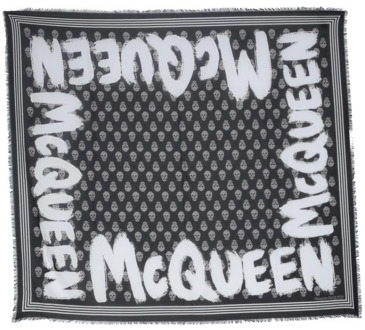 Alexander McQueen Luxe Zwarte Foulard Sjaal Fw22 Alexander McQueen , Black , Dames - ONE Size
