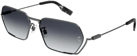 Alexander McQueen McQ Mq0351S Rechthoekige zonnebril met metalen montuur Alexander McQueen , Black , Unisex - ONE Size