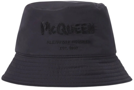 Alexander McQueen Moderne Logo Borduurwerk Bucket Hat Alexander McQueen , Black , Heren - M,S