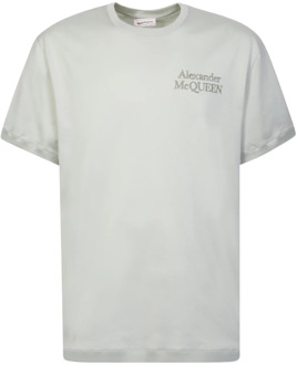Alexander McQueen Pastelgroen T-shirt met korte mouwen Alexander McQueen , White , Heren - L