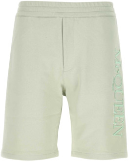 Alexander McQueen Pastelgroene katoenen Bermuda shorts Alexander McQueen , Green , Heren - L,M,S