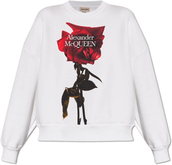 Alexander McQueen Schaduwroos bedrukte sweatshirt Alexander McQueen , White , Dames - S,Xs,2Xs