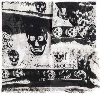 Alexander McQueen Sjaal met schedel motief Alexander McQueen , Black , Heren - ONE Size