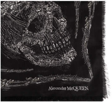 Alexander McQueen Sjaal met schedel motief Alexander McQueen , Black , Heren - ONE Size