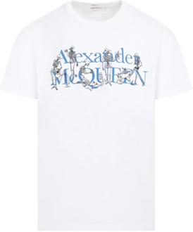 Alexander McQueen Skeleton Logo White T-Shirt Alexander McQueen , White , Heren