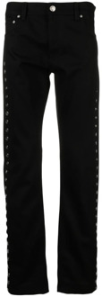Alexander McQueen Slim-Fit Zwarte Jeans met Metalen Oogjes Detail Alexander McQueen , Black , Heren