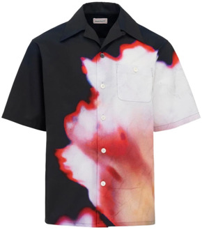 Alexander McQueen Solarised Flower Grafische Bowling Shirt Alexander McQueen , Multicolor , Heren - Xl,M