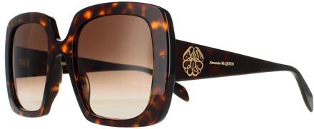 Alexander McQueen Square Dames Tortoise Bruin Gradient AM0378S - One Size