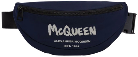 Alexander McQueen Stijlvolle Blauwe Logo Heuptas Alexander McQueen , Blue , Heren - ONE Size