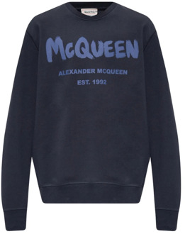 Alexander McQueen Sweatshirt met logo Alexander McQueen , Blue , Heren - Xl,L,M,S