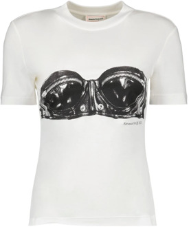 Alexander McQueen T-shirt met bustier print Alexander McQueen , White , Dames - S,Xs,2Xs