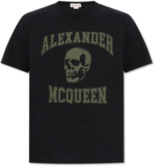 Alexander McQueen T-shirt met logo Alexander McQueen , Black , Heren - 2Xl,Xl,L,M,S