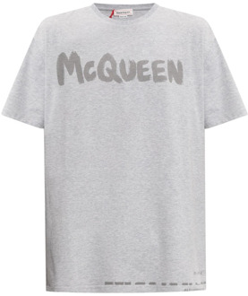 Alexander McQueen T-shirt met logo Alexander McQueen , Gray , Heren - Xl,L,M,S