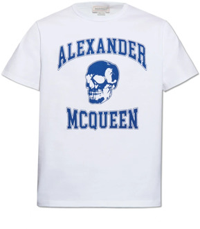 Alexander McQueen T-shirt met logo Alexander McQueen , White , Heren - 2Xl,Xl,L,M,S