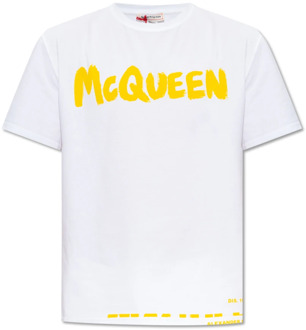 Alexander McQueen T-shirt met logo Alexander McQueen , White , Heren - XL