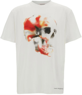 Alexander McQueen T-shirt met schedelprint in wit Alexander McQueen , White , Heren - 2Xl,Xl,L,M