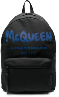 Alexander McQueen Twee-Tone Logo Print Rugzak Alexander McQueen , Black , Heren - ONE Size